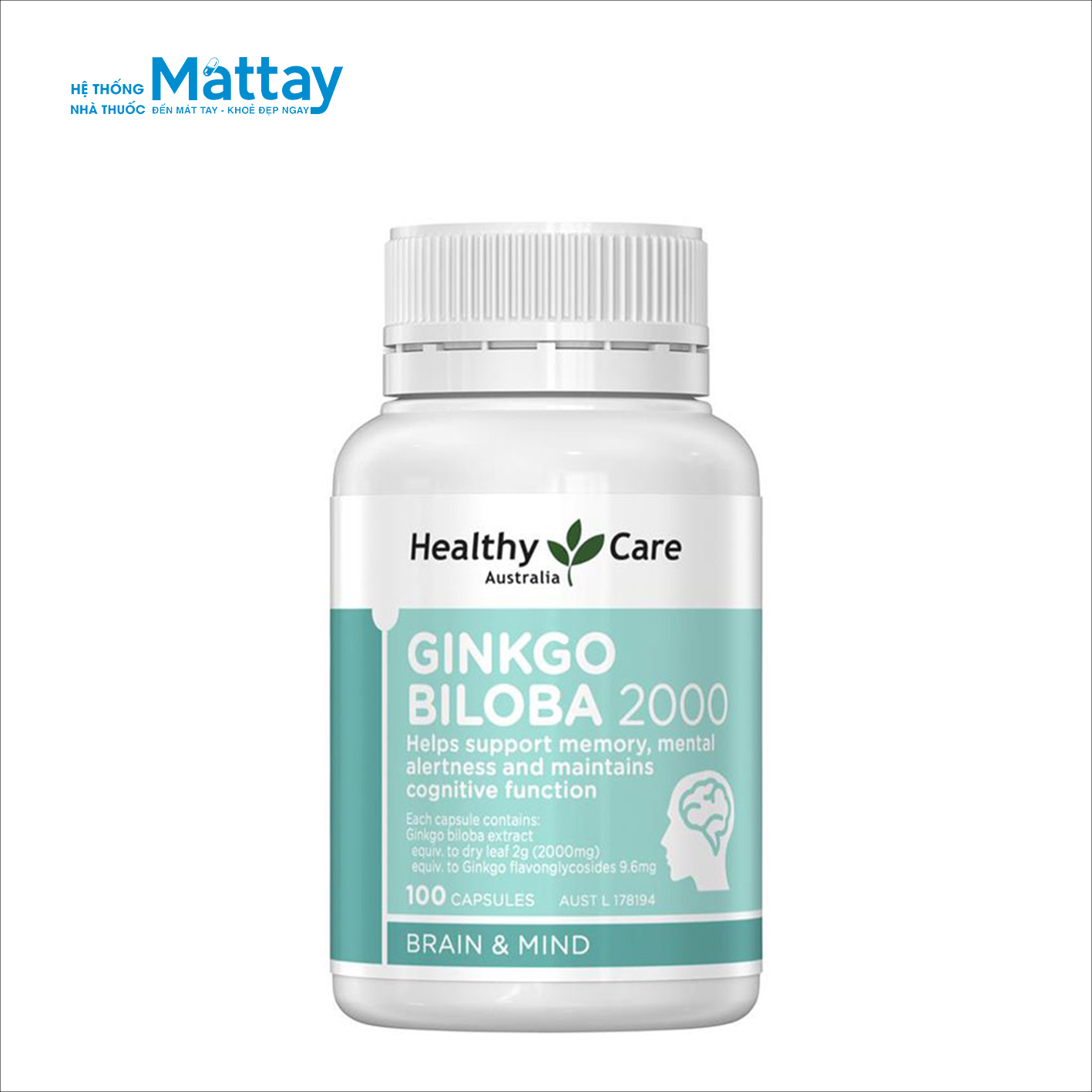 Healthy Care Ginkgo Biloba 2000mg – Tăng cường tuần hoàn não